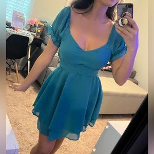 Teal flowy my mini dress